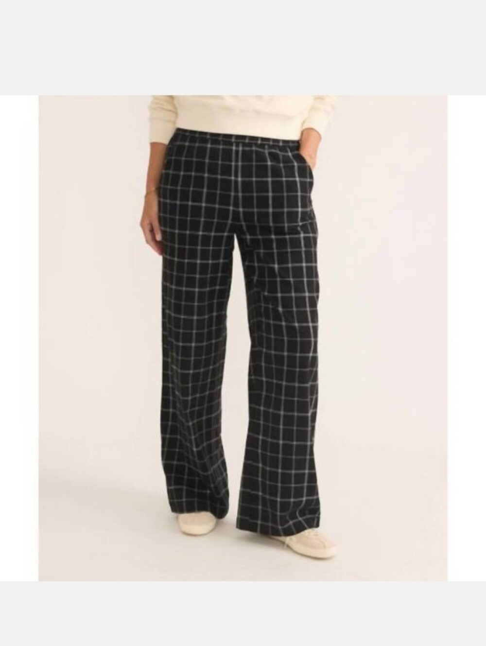 🌁 NWT: MARINE LAYER; ALLISON TENCEL,CHECKER, TROUSER PANT, BLK & WHT/X-L, 2022.
